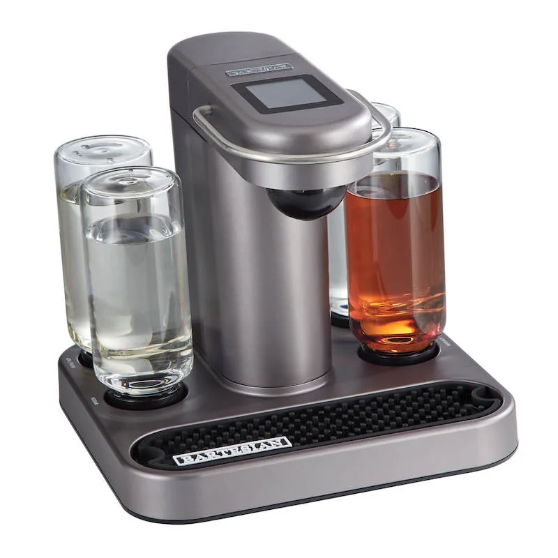Bartesian Premium cocktail maker, the original touchscreen model, with water and spirit bottles loaded