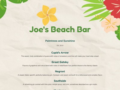 Beachy menu preview