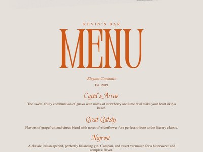Elegant menu preview