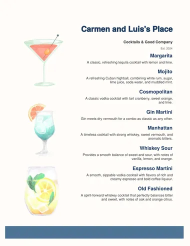 Coastal menu sample