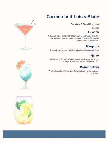Coastal menu sample