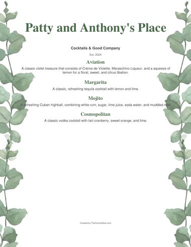 Eucalyptus menu sample