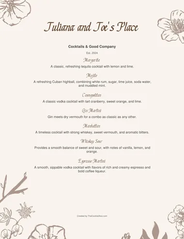 Floral menu sample