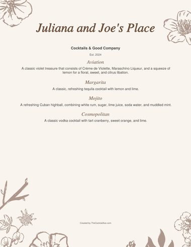Floral menu sample