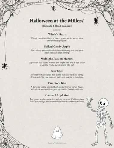 Halloween menu sample