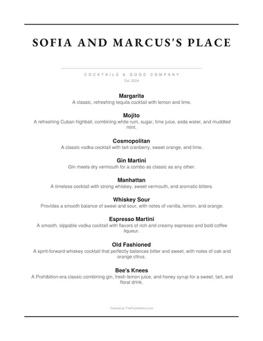 Plain and Simple menu sample