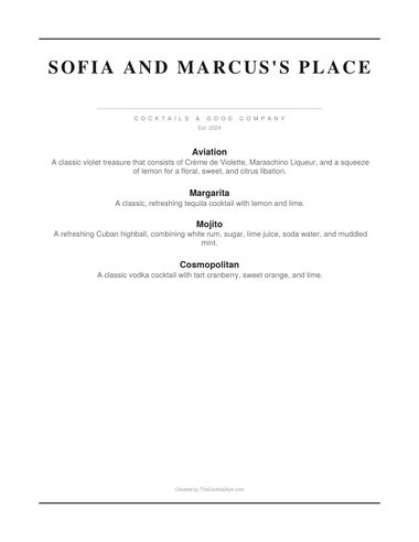 Plain and Simple menu sample