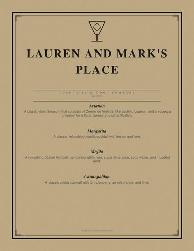 Salvatore Classic menu sample