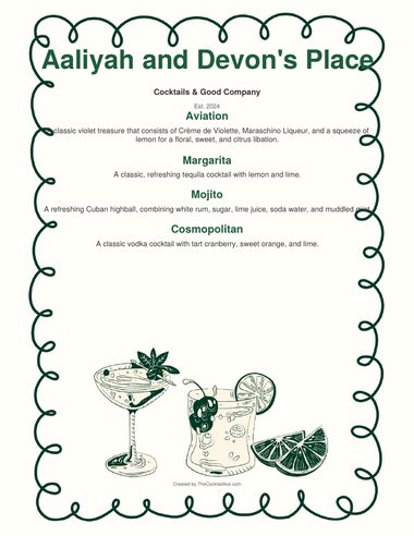 Soirandeacute;e menu sample