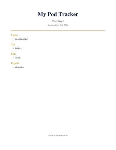 Pod Tracker menu sample